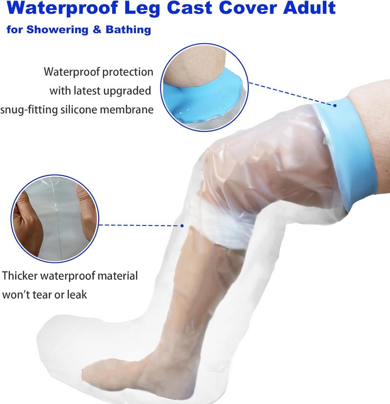 Tideshake Wateproof Cast Covers for Shower Leg Adult, Full Leg Protector Shower Bandage Wound Showering for Broken Knee Foot Ankle Wound Burns Care Supplies, After Surgery Gifts,Reusable(30.7 in. Long) - Image 4